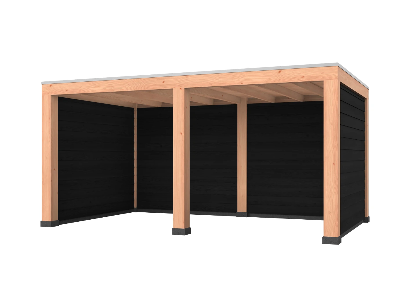 Douglas overkapping, 500 x 300, met zwarte achterwand en twee zijwanden, Westwood Modern - Afbeelding 1